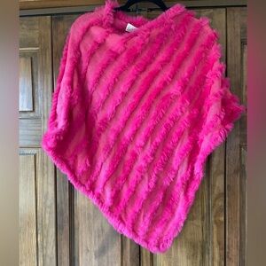 XOXO Vibrant Pink Rabbit Fur Poncho